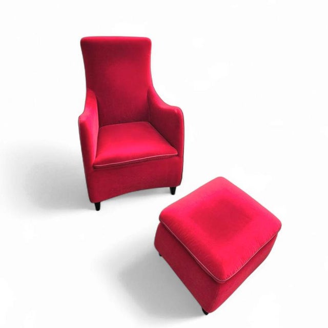 Set of Senta Armchair and Ottoman in Red Velvet by Gerard van den Berg for Wittmann For Sale - Image 18 of 18