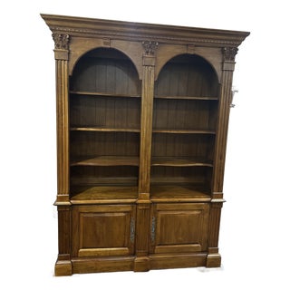 1990s Ethan Allen Legacy Double Arched Bookcase For Sale