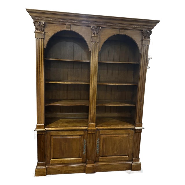 1990s Ethan Allen Legacy Double Arched Bookcase For Sale