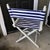 Mid-Century Modern Vintage Gold Medal Folding Directors Chair in Blue and White Canvas For Sale - Image 3 of 8