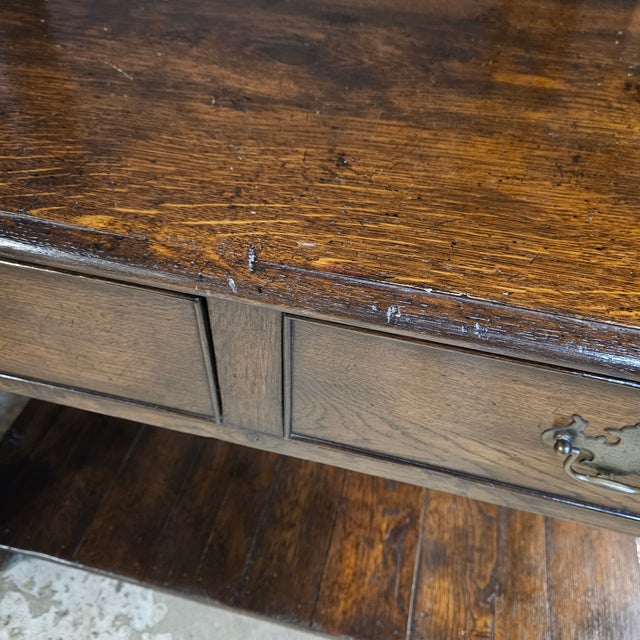 Late 20th Century English Oak Bespoke Console Table With 2 Drawers For Sale - Image 10 of 14