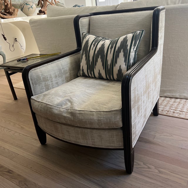 Pristine John Boon Club Chair in Oyster Linen Velvet For Sale - Image 4 of 8