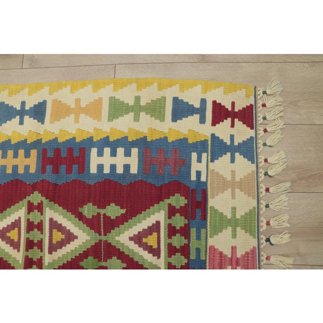 Textile 1970s Scandinavian Geometric Yellow Cappadocia Kilim Rug For Sale - Image 7 of 13