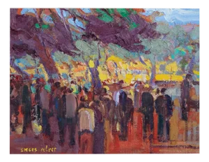 Mateu Sitges Febrer, Mallorcan Market Scene, Original Oil Painting