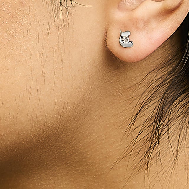 Early 21st Century .925 Sterling Silver Round Cut Diamond Fashion Stud Earrings, A Pair For Sale - Image 5 of 6