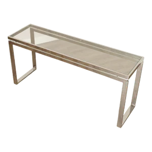 1980s Modern Chrome Glass Top Console Table