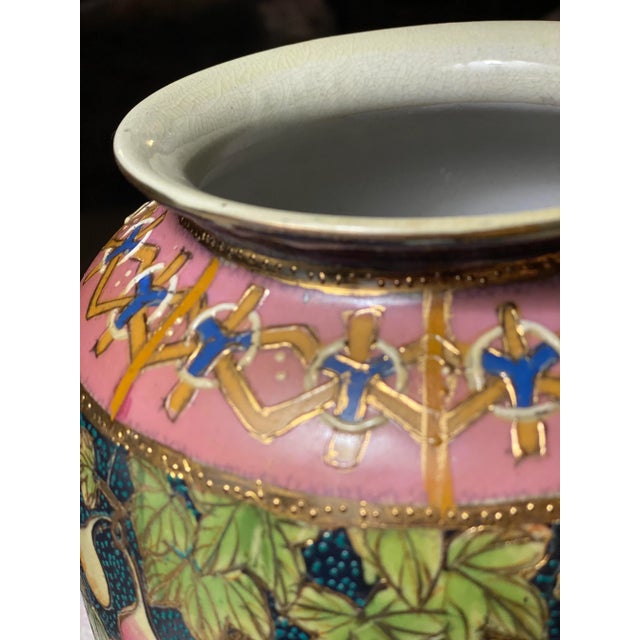 Asparagus Mid Century Modern Chinese Moriage Vase For Sale - Image 8 of 10