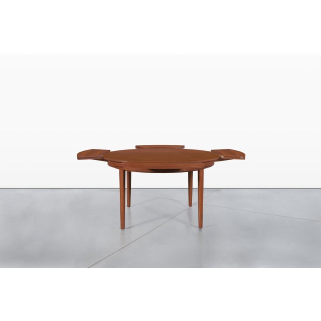 1960s Danish Modern Expanding “Flip-Flap” Dining Table by Dyrlund, 1960s For Sale - Image 5 of 11