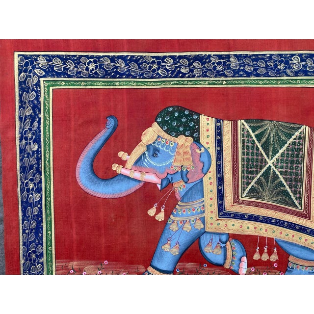 Indian Indian Vintage Elephant Painting For Sale - Image 3 of 8