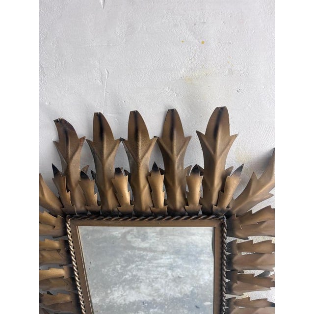 Brutalist Wrought Iron Sunburst Mirror, 1960s For Sale - Image 4 of 8