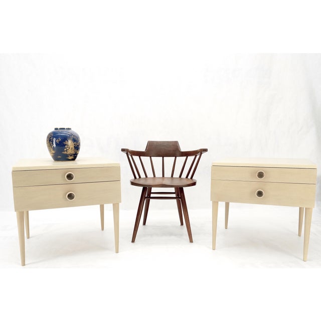 Mid-Century Modern Bleached Walnut Cork Tops Paul Frankl End Side Tables MINT! For Sale - Image 9 of 18
