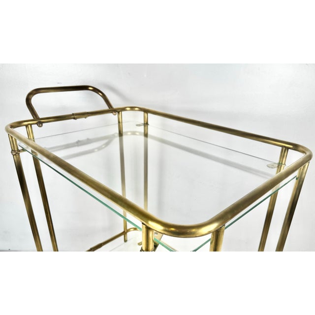 Vintage Art Deco Brass Bar Cart For Sale In Tampa - Image 6 of 12