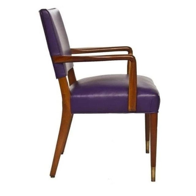 Mid-Century Modern Danish Purple Leather and Wood Armchair, 1960 For Sale - Image 3 of 5