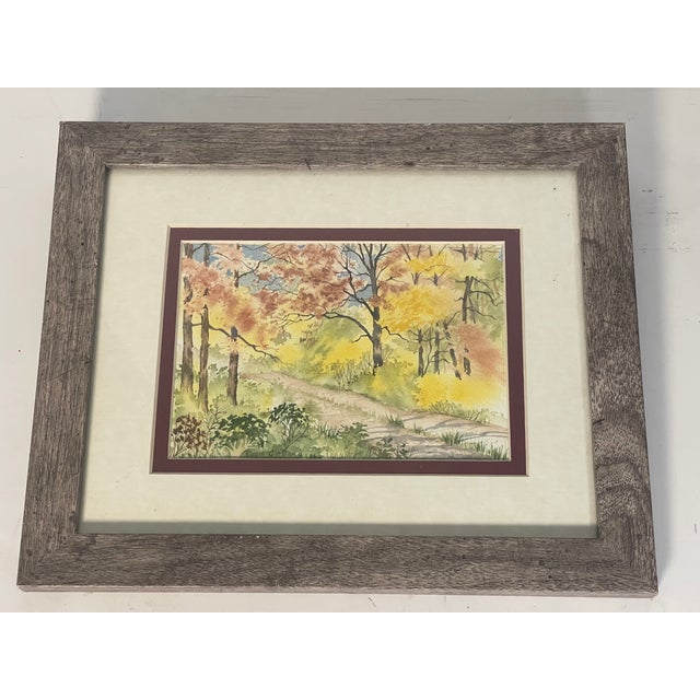 Modern 1970s Beautiful Watercolor Summer Park Signed and Framed For Sale - Image 3 of 6