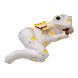 Anthropomorphic Ceramic Relaxing Frog Large 11" Designer Collectible Vintage Rare For Sale