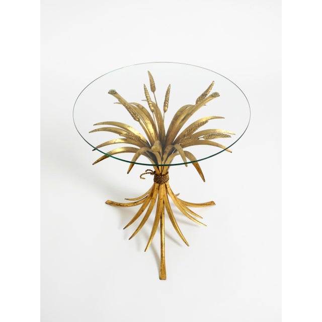 Gold Mid-Century Gilded Floral Side Table with Glass Top by Hans Kögl, 1960s For Sale - Image 8 of 18