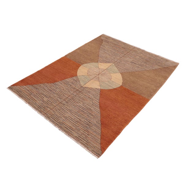 Contemporary Contemporary Gabbeh Orange/Brown Wool Rug - 6'2'' X 9'3'' For Sale - Image 3 of 10