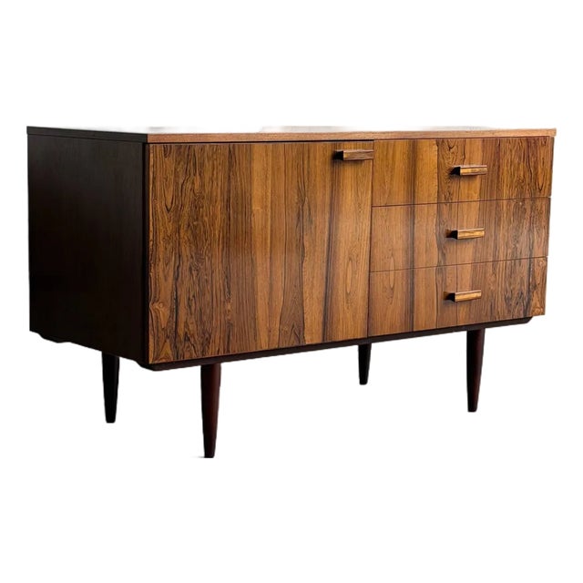 Rosewood Sideboard Credenza With Drawers and Storage Cabinet Denmark 1960s For Sale