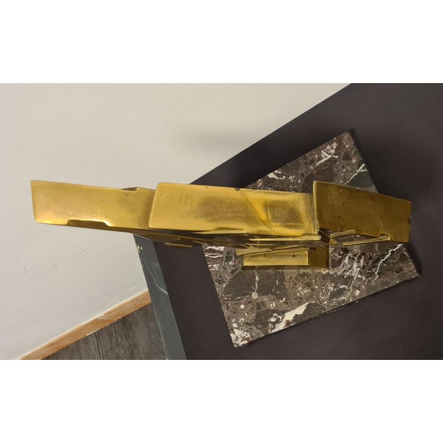 Metal Giuseppe Banfi, Abstract Sculpture, 1988, Brass & Marble For Sale - Image 7 of 15