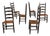 Set of 6 Antique Shaker Ladder Back Dining Chairs | Ebonized Wood, Hand-Woven Rush Seats For Sale