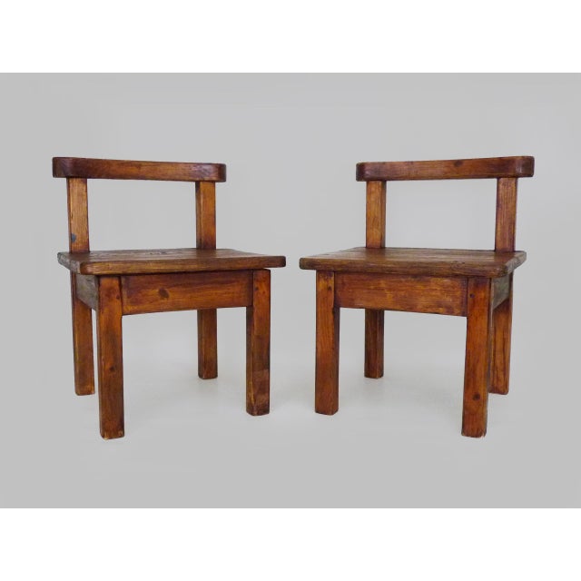 Brutalist Chairs in Wood, 1960s, Set of 2 For Sale - Image 10 of 10