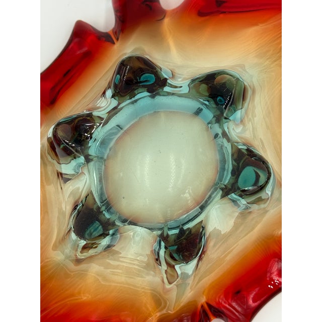 Glass 1960s Mid-Century Italian Murano Sommerso Art Glass Splash Bowl Centerpiece For Sale - Image 7 of 11