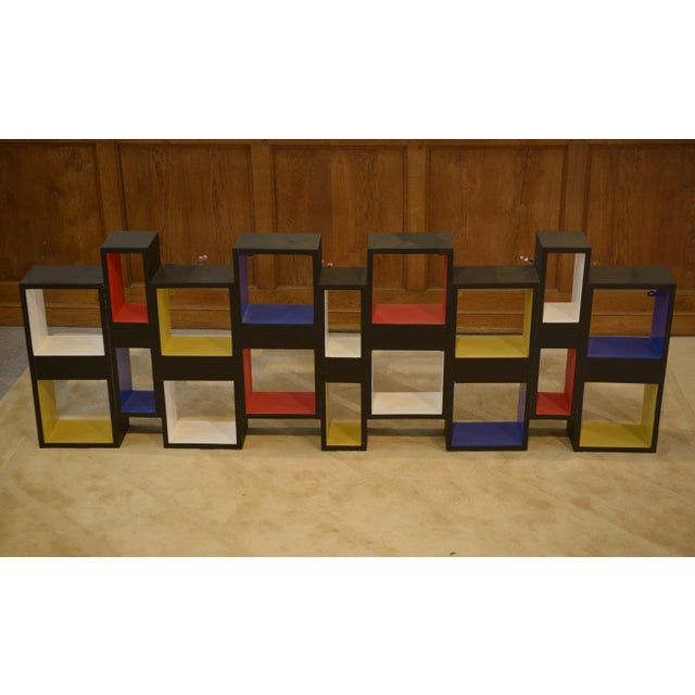 Wood Shelf Pictorial Intervention in the style of Piet Mondrian, 1960s For Sale - Image 7 of 13