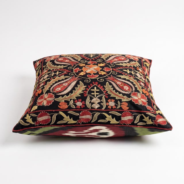 Contemporary Outpost Original Black Paisley Suzani Pillow For Sale - Image 4 of 4