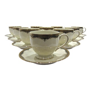 1990s Mikasa Gold Royale Coffee Cups & Saucers - Service for 10 For Sale