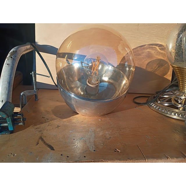 Mid-Century Modern Custom Made Amber Glass Table Lamp in Style of Sarffati For Sale - Image 3 of 7
