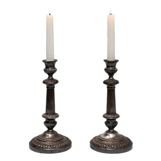 19th Century French Silver-Plated Candle Holders - A Pair For Sale