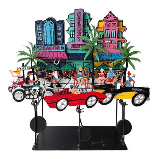 1st of 60 Art Deco Limited Edition “South Beach Kool” Metal Kinetic Sculpture by Fredrick Prescott For Sale