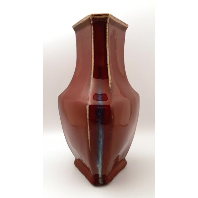 Late 19th Century Chinese Porcelain Flambe Glaze Triangular Vase For Sale In Portland, OR - Image 6 of 11