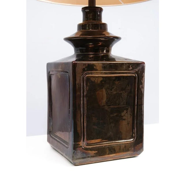 Square Ceramic Table Lamp, France, 1970s For Sale - Image 4 of 12