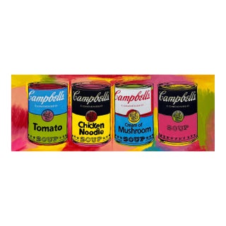 Steve Kaufman, Campbell's Soup Cans (Stretched Unique Oil Painted Canvas) For Sale