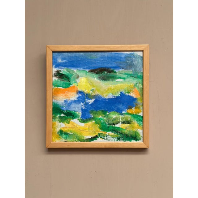 Original Swedish Oil on Canvas – "Composition" by Inge Blomqvist – Signed verso (a tergo) – Vintage & Framed – 23.5 × 23.5...