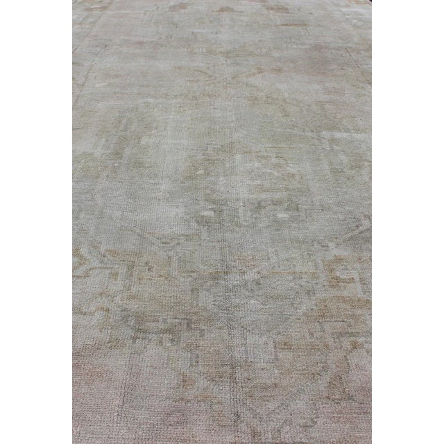 Textile Wide Turkish Oushak Gallery Runner in Muted Tones With All-Over Design For Sale - Image 7 of 13