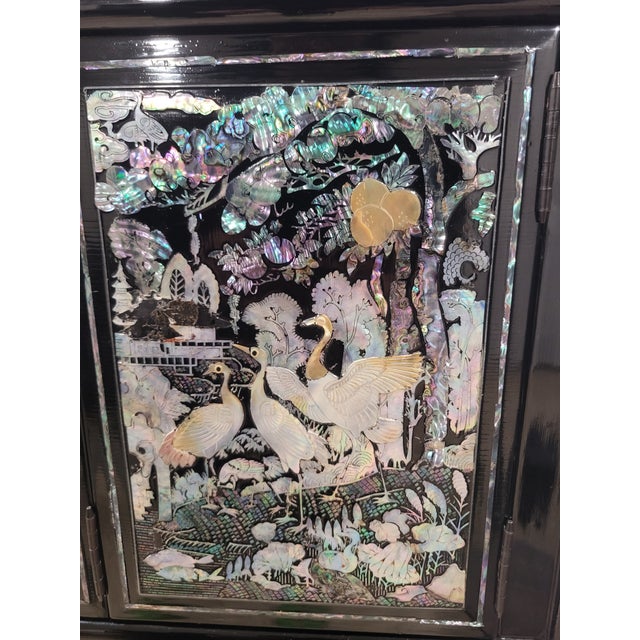 Vintage Korean Lacquer & Mother-of-Pearl Wardrobe Cabinet (Najeonchilgi) For Sale - Image 16 of 16