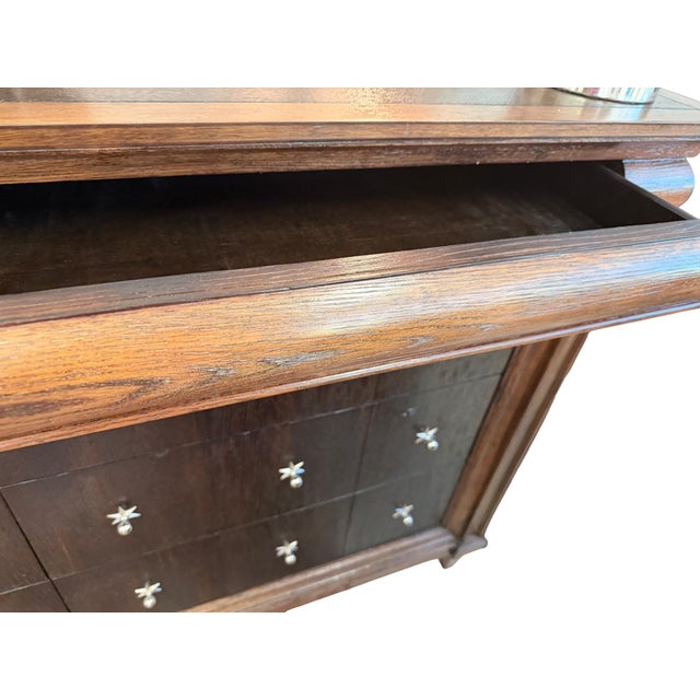 Glass Bernhardt Large Dresser and Matching Round Mirror For Sale - Image 7 of 17