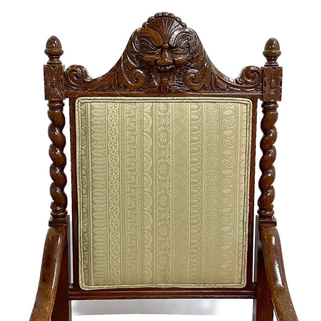 19th Century Antique Barley Twist & Gargoyle Armchair For Sale - Image 5 of 12