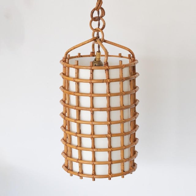 1960s 1960s Italian Rattan Pendant Light For Sale - Image 5 of 11