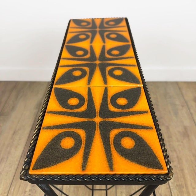 Vintage Magazine Rack in Orange Ceramic and Metal, 1970s For Sale - Image 4 of 7