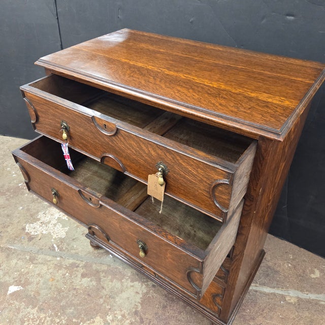 Brown Late 19th Century Handsome Georgian Oak 4 Drawer Chest on Bun Feet With Decorative Molding Accents For Sale - Image 8 of 9