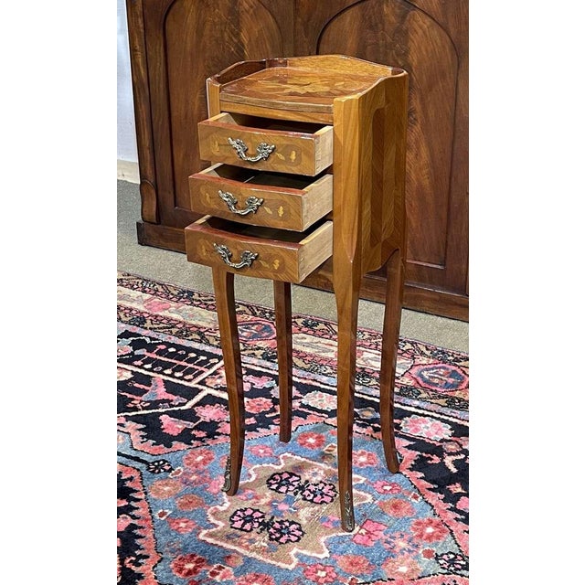 Louis XV Bedside Table in Rosewood and Oak, 1970s For Sale - Image 9 of 9