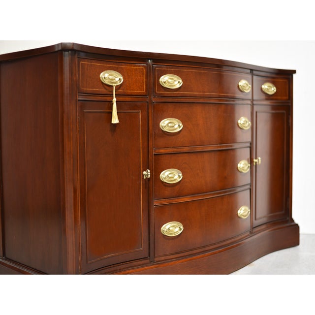 Brown Mid-Century Federal Style Serpentine Buffet by Bassett Furniture For Sale - Image 8 of 14