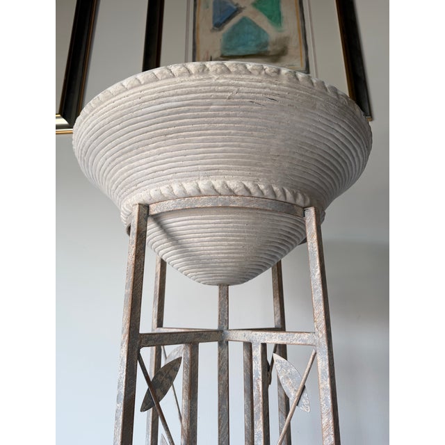 Metal 1980’s Postmodern Sculptural Metal & Plaster Torchère Floor Lamp For Sale - Image 7 of 12