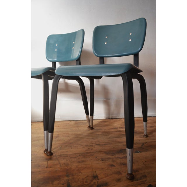 Cerulean 1970s Vintage Fiberglass Desk Chairs/ American Desk Manufacturing/ Industrial Seating - Set of 2 For Sale - Image 8 of 12