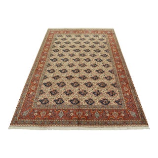 Tabriz Rug 10’4” X 13’11” Ivory Wool Vintage Traditional Hand-Knotted Carpet For Sale