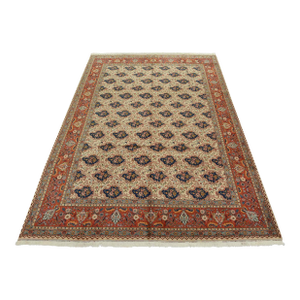 Tabriz Rug 10’4” X 13’11” Ivory Wool Vintage Traditional Hand-Knotted Carpet