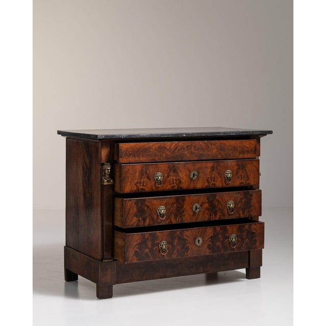 Early 19th Century 1820-1829 France Rich Mahogany Flame-Veneer Mahogany Chest For Sale - Image 5 of 11